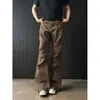 Pantalones de trabajo de leñador plisados azul niebla de alta calle para hombre, pantalones de pierna ancha curvados con vibra americana, jeans casuales rectos