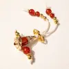Set de Cuentas para la Cintura de Ágata Roja Estilo Xizang con Eje Universal, Cuentas Espaciadoras, Conector de Tres Vías Versátil, Bodhi Estrella y Luna Vajra 108 Cuentas