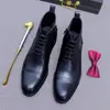 Preventa Agotado Zapatos de Piel con Tres Ojales Estilo Británico de Negocios Suaves de Caña Media con Cordones Cremallera Botas Martin de Caña Media