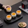 Taza de Té de Cerámica Tendencia Nacional Qianli Jiangshan Taza de Maestro Color Beige Horno Ru Pieza Abierta Taza de Té Taza de Degustación Juego de Regalo