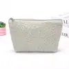Bolsa de maquillaje de lana de cordero, bolsa de almacenamiento de artículos de tocador portátil para mujer de gran capacidad, bolsa de maquillaje de viaje simple, bolsa de maquillaje linda