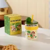 Caneca do Shin-Chan Copo de Cerâmica com Canudo para Casa Copo de Suco Estudante Prático Presente de Aniversário Copo para Casal Feminino