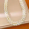 Collar de Perlas Redondas con Cuentas Estilo Retro Francés, Cadena para Clavícula de Lujo Ligero Nicho, Conjunto de Joyería de Moda Elegante de Gama Alta