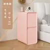 Mesita de Noche Estilo Francés Crema de Lujo Ligero, Gabinete de Noche Minimalista Moderno Simple Ultra Angosto de 20 cm