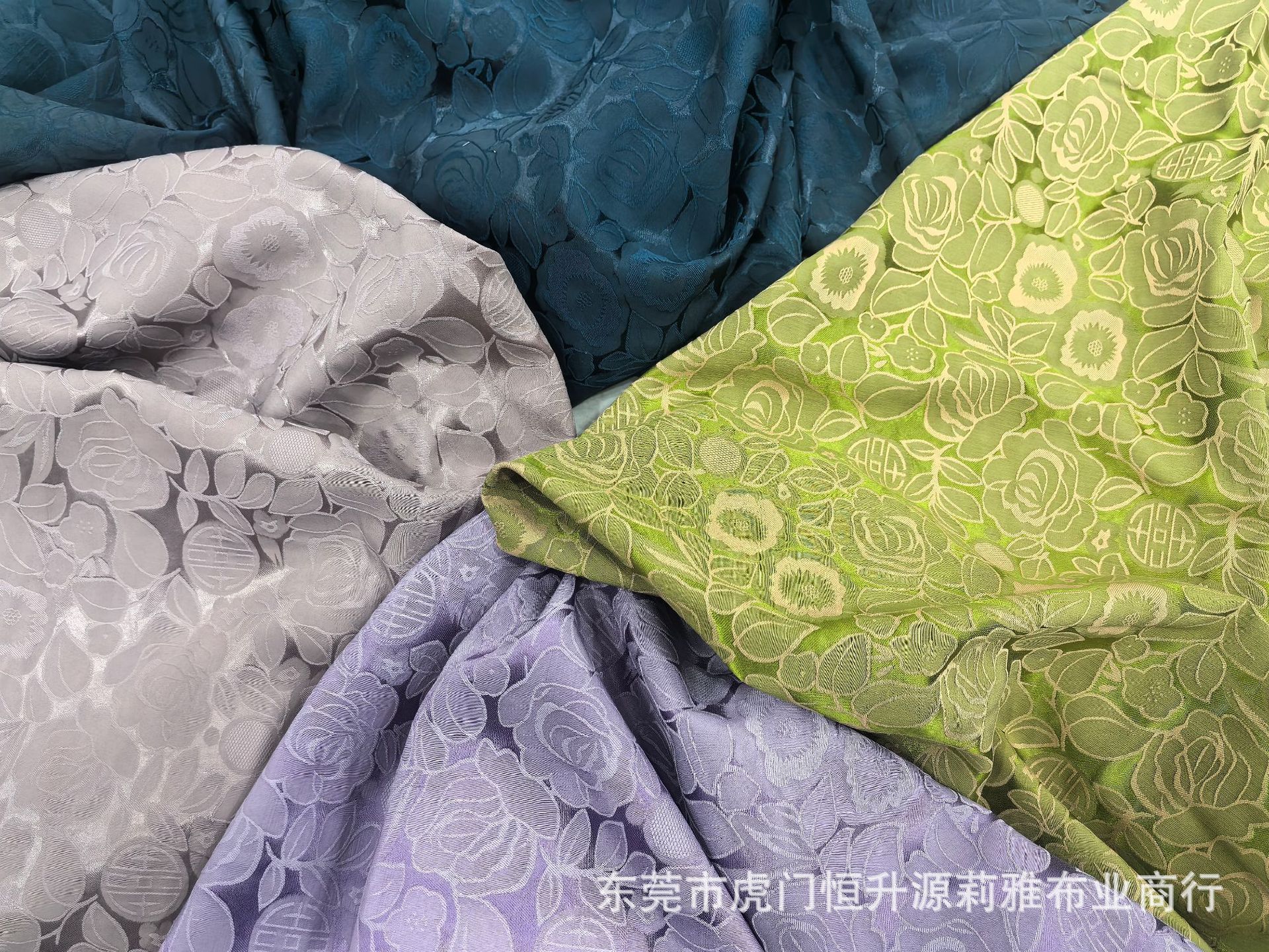 夏款双色提花 双喜玫瑰提花布料 汉服旗袍改良马甲连
