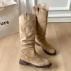 Nuevas Botas Vaqueras Western para Mujer 2026, Botines de Verano, Botas de Media Pantorrilla Adelgazantes con Corte en V, Botas de Moda Fruncidas