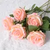 Rosas de Terciopelo Sintético Cuidadosamente Seleccionadas para San Valentín Decoración de Boda para el Hogar Pared de Flores Tacto Flores Sintéticas Flores Artificiales Falsas