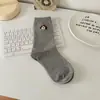 Calcetines de Dibujos Animados con Peluche para Mujer, Calcetines de Algodón Puro Absorbentes de Sudor hasta la Media Pantorrilla, Calcetines Largos de Estilo Japonés Lindo para Primavera, Otoño y Verano