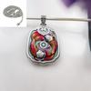 Colgante de plata de ley 925 con esmalte de loto koi para hombre y mujer, estilo étnico, estilo nacional, azul quemado, personalidad artística retro.