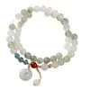 Nuevo Pulsera de Doble Círculo con Perlas Estilo Chino Tianshan Green para Mujer Hebilla de Seguridad de Jade Estilo Chino Pulsera de Aventurina Joyería al por Mayor