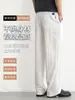 Pantalones de Lino Tencel para Hombre, Estilo Delgado de Verano, Pantalones Casuales con Cintura Elástica, Pantalones de Hombre Estilo Old Money, Pantalones Blancos de Algodón y Lino de Pierna Recta
