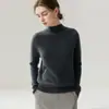 ¡Suave y delicado con la piel! Suéter 100% cachemira pura para mujer, con cuello semialto, un diseño de punto sencillo, un corte holgado y un estilo versátil como capa base.