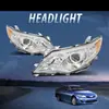 Par de Ensambles de Faros Delanteros Izquierdo y Derecho para Toyota Camry de 7ª Generación 12-14 Pantalla Transparente Carcasa Interior Negra Naranja