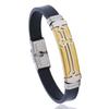Jóias por atacado pulseira de silicone de aço inoxidável pulseira cross-border fornecimento cruz titânio aço pulseira masculina personalizada