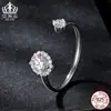 Anillo Abierto de Moda Evelle con Moissanita Anillo Ajustable Plata de Ley s925 Joyería Versátil Brillante para Mujer Venta al por Mayor