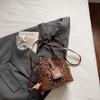 Bolsa Pequena Tendência Estilo Coreano para Mulheres, Bolsa Transversal Estilo Balde com Estampa de Leopardo Simples e Fashion, Novo Modelo Outono 2025