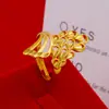 Anillo Abierto Flor Grande de un Color Dorado Arena por Dentro y por Fuera, Anillo de Oro Vivo, Latón Dorado Estaño Dorado Chapado en Oro Anillo Flor Rica de Fénix