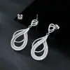 Pendientes de Moissanita Calados con Forma de Gota de Agua Exagerados Diseño Europeo y Americano Largos Pendientes de Diamante de Plata de Ley S925 Pendientes