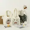 Bolsa colete com botão de pressão e estampa de desenho animado, Bolsa tote de lona para ombro de estudante personalizada, Bolsa de armazenamento, Pode imprimir logotipo, Portátil