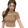 Camiseta de Tricô Sexy Meia-Gola Manga Curta Estilo Puro Prazer para Mulheres Verão Novo Elegante Slim Top Curto Ins