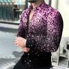 2023 nova camisa masculina moda impressão spot botão manga comprida top casual moda respirável