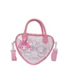 Bolsa transversal de menina em desenho animado, bolsa de mão fofa em PVC com estampa de coração, porta-moedas infantil, acessórios combinando para pais e filhos