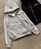 Y2K Europeo y Americano calle alta Retro Americano Gótico Bordado Gótico Rayado Cremallera Sudaderas con Capucha Moda Casual Conjunto Ins