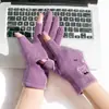 Guantes Cálidos para Otoño e Invierno, Estilo Delgado de Gamuza Lindo para Estudiantes Mujeres para Escribir con Forro Polar Añadido, Dos Dedos Expuestos para Otoño