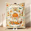 Manta Polar de Franela con Estampado de Calabaza Hoja de Arce Acción de Gracias Otoñal Festival de la Cosecha Calabaza de Dibujos Animados Manta para Siesta Personalizada