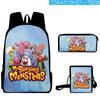 Mochila de Ombro para Estudante com Estampa de Monstro Concertos de Novos Monstros my singsing Estojo