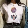 Harajuku Engraçado Menina dos Anos 90 Lua Camiseta Feminina Desenho Gola Redonda