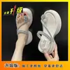Sandálias Femininas Slip-On de Bico Aberto com Strass para Uso ao Ar Livre, Verão 2025 Nova Moda Versátil Plataforma que Aumenta a Altura Sandálias Estilo Fada