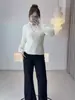 Suéter Shuangtian para Mujer Tallas Grandes 25 Años mm Suéter Básico para Mujer Otoño e Invierno Nuevo Cuello Semi Alto Borde de Encaje F631