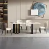 Mesa de Comedor y Sillas de Pizarra Brillante, Lujo Ligero, Gama Alta, Moderna y Sencilla, Adecuada para Hogares Pequeños, Mesa de Comedor Rectangular de Pizarra Estilo Italiano