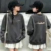 Roupa Infantil Meninas Outono Inverno Plus Veludo Novo Estilo Gatinho Espiando Tendência Cool Roupa Infantil Esportiva Versátil Moletom Crianças Médias e Grandes Top Tendência