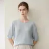 Suéter de cachemira para mujer, 100% cachemira pura, nuevo estilo otoño/invierno, cuello redondo, jersey, color liso, simple y versátil, tejido de manga corta, blanco