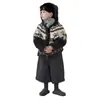 Conjunto de Invierno Grueso para Niños 2025 Nuevo Suéter Grueso con Capucha Bloque de Color Estilo Coreano Versátil Conjunto de Pantalones de Lana