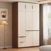 Guarda-roupa moderno minimalista para uso doméstico, armário de armazenamento para quarto, adequado para apartamentos alugados, com portas duplas, compartimentos separados, armário de armazenamento econômico para crianças