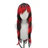 Halloween Zumbi Sangrento Vampiro Gradiente Preto e Vermelho Cauda de Lobo Subcultura Feminina Gótico Camadas Franjas Fragmentadas Peruca Longa