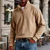 Comércio Exterior Europeu e Americano Transfronteiriço Outono e Inverno Masculino Gola Alta Meio Zíper Moletom Textura de Lã Camisa Polo Casual de Manga Longa