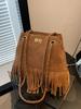 Bolso de Hombro con Cadena de Borlas de Textura de Alta Gama Bolso Cruzado Nuevo Versátil para Mujer Bolso de Viaje Bolso Cubo Simple de Moda