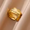 Anillo Geométrico Plegado de Acero Inoxidable de Ancho Amplio Versión Nueva Transfronteriza Diseño para Mujer Anillo Abierto Fabricante Dropshipping