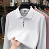 Nova camisa polo masculina de algodão puro de manga longa para o outono com bordado requintado, versátil, moderna, fashion, casual e de corte solto para homens