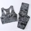 Ropa de Yoga Tie-Dye Transfronteriza Set de Ropa Interior Deportiva para Exterior a Prueba de Golpes de Secado Rápido para Mujer Sujetador Shorts Traje de Fitness Pantalones