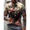 Camiseta 3DT transfronteriza de comercio exterior 2023, nueva camiseta de verano para hombre, ajustada, con estampado de guerrero vikingo mitológico, camiseta deportiva informal