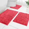 Conjunto de Tapete de Banheiro Shag de Chenille com Três Peças Tapete de Chão para Banheiro Absorvente para Banheiro Tapete Antiderrapante para Banheiro Transfronteiriço