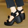 Sandalias de Cuña con Plataforma para Mujer 2026 Verano Estilo Francés de Una Tira Punta Abierta Impermeables Plataforma Tacón Alto Calzado Romano