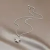 Colar Minimalista Estilo Coreano com Zircônia Super Brilhante e Pérola em Forma de Estrela, Corrente de Clavícula de Luxo Leve e Nicho, Acessório Feminino Moderno e Versátil