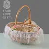 Cesta Linda de Mão para Noiva Romântica Estilo Ocidental com Tema de Floresta, Artigos para Daminha de Casamento, Adereços de Performance, Cesta para Espalhar Flores