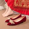 Jinbukang Xiuhe Novia Zapatos de Boda Primavera y Otoño Nuevo Vino Tinto Tacón Grueso Zapatos de Boda Mujer Banquete de Brindis Vestido de Boda de Tacón Alto
